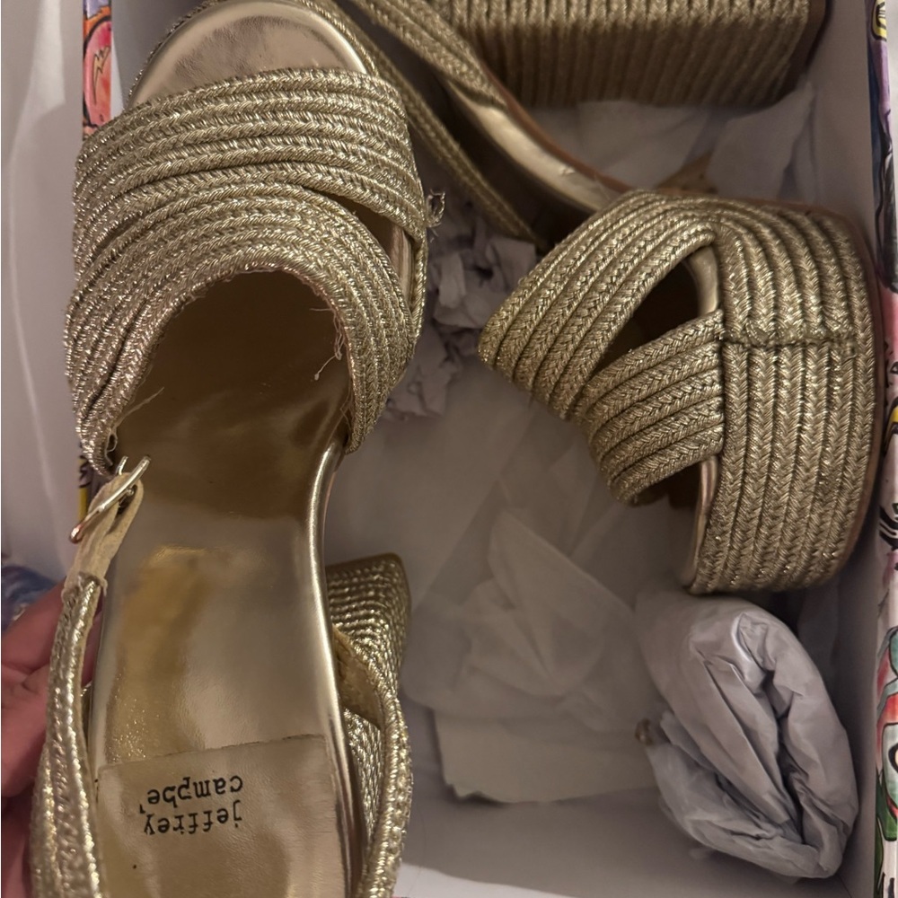 Jeffrey Campbell Metallic Gold Platform Heels